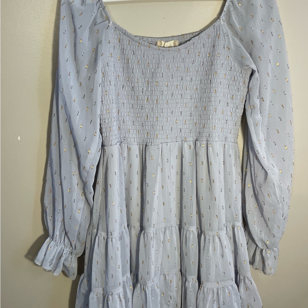 Altar'd State Light Blue Dress with Gold Accents
